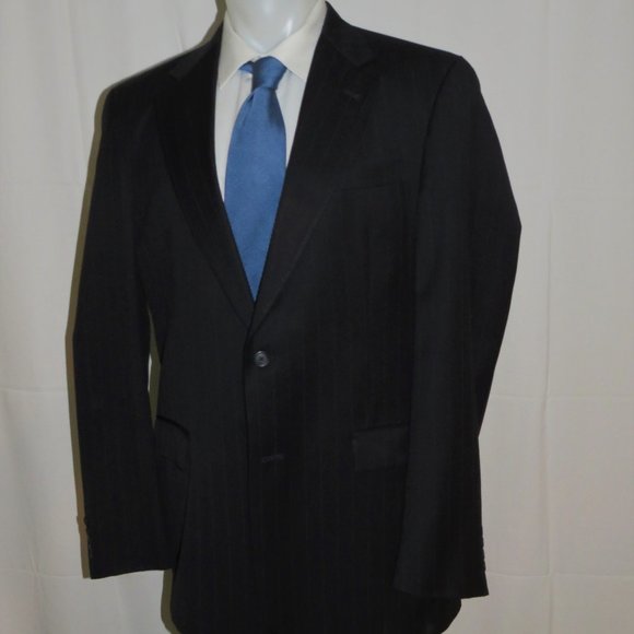 Burberrys Prorsum Super 100 Blue Stripe Two Button Suit 42XL